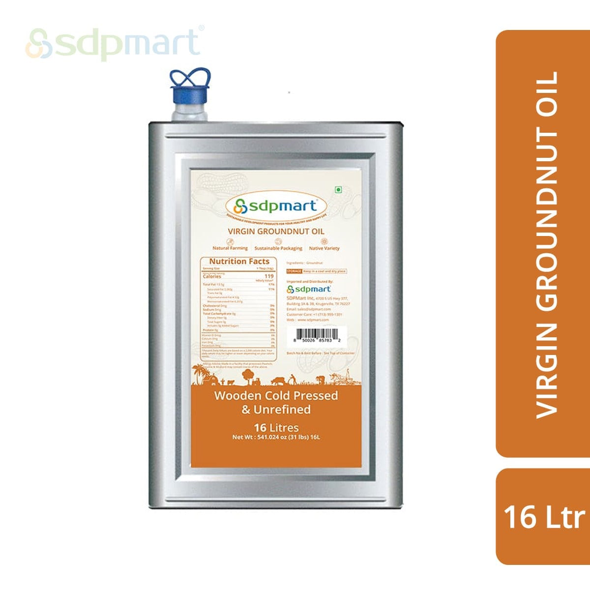 SDPMart Premium Virgin Peanut Oil - 16 Litre