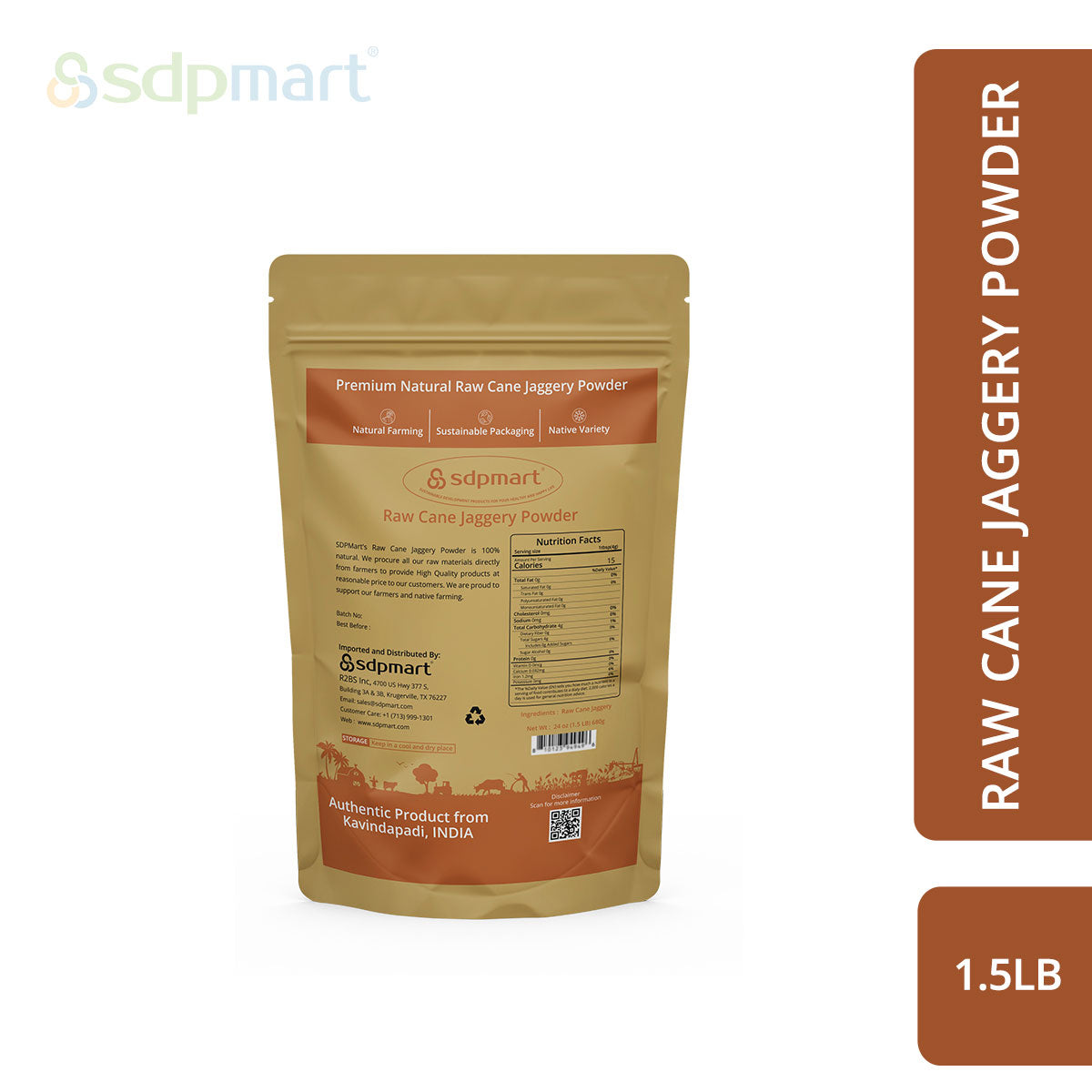 SDPMart Premium Raw Cane Jaggery Powder - 1.5 Lb