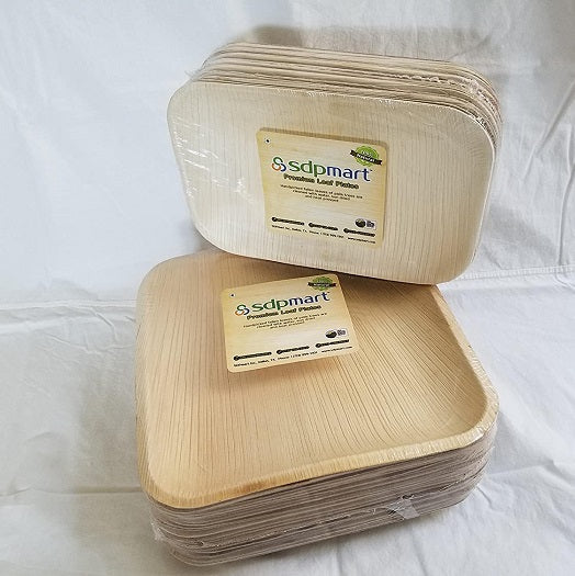 SDPMart Premium Leaf Plates - 10" Square Plates - SDPMart