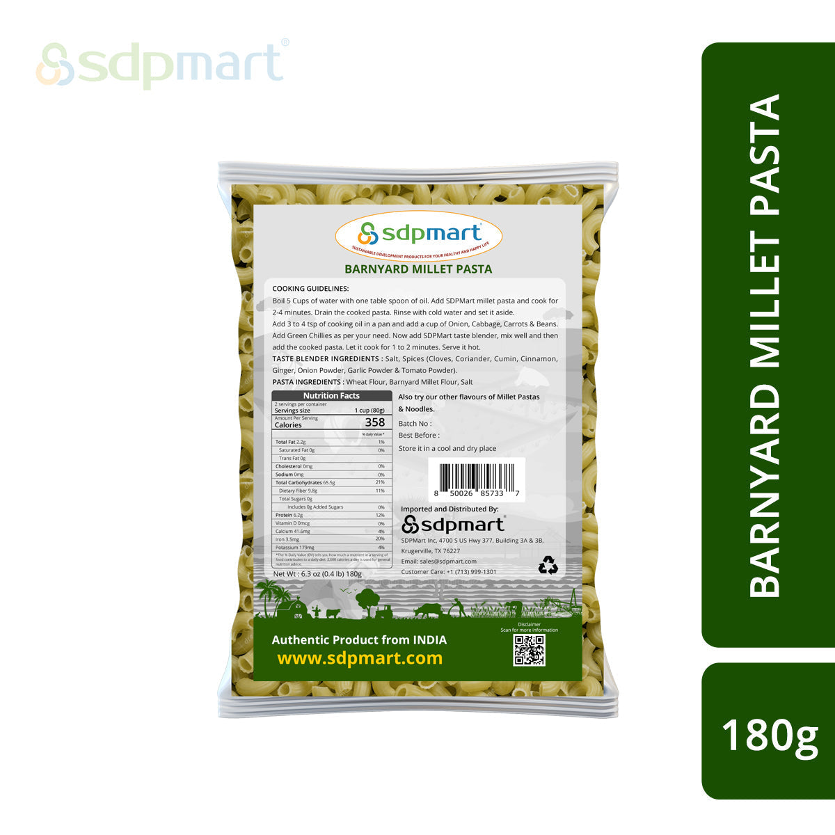 SDPMart Barnyard Millet Pastas 180g - SDPMart