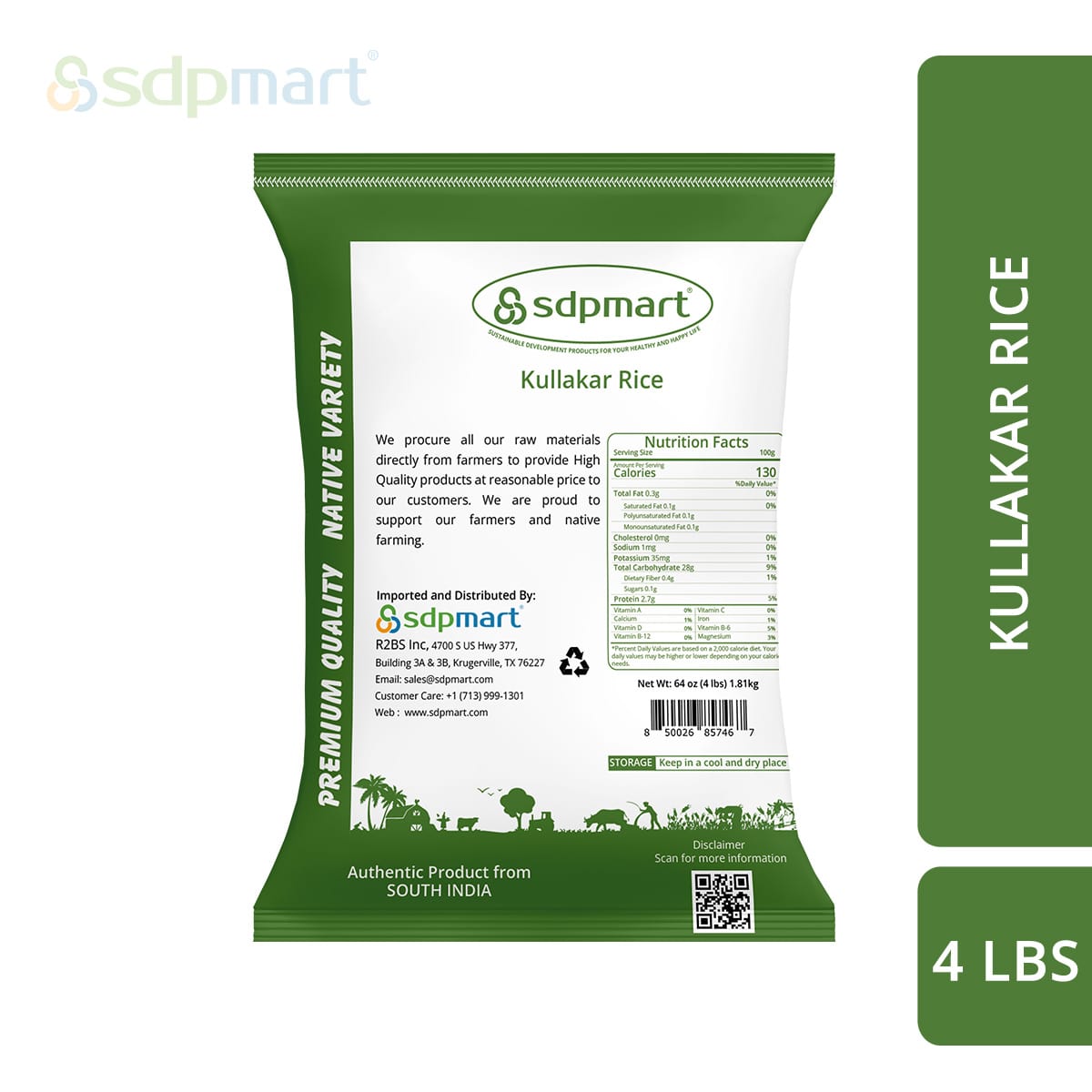 SDPMart's Premium Kullakar Rice - 4lbs - SDPMart
