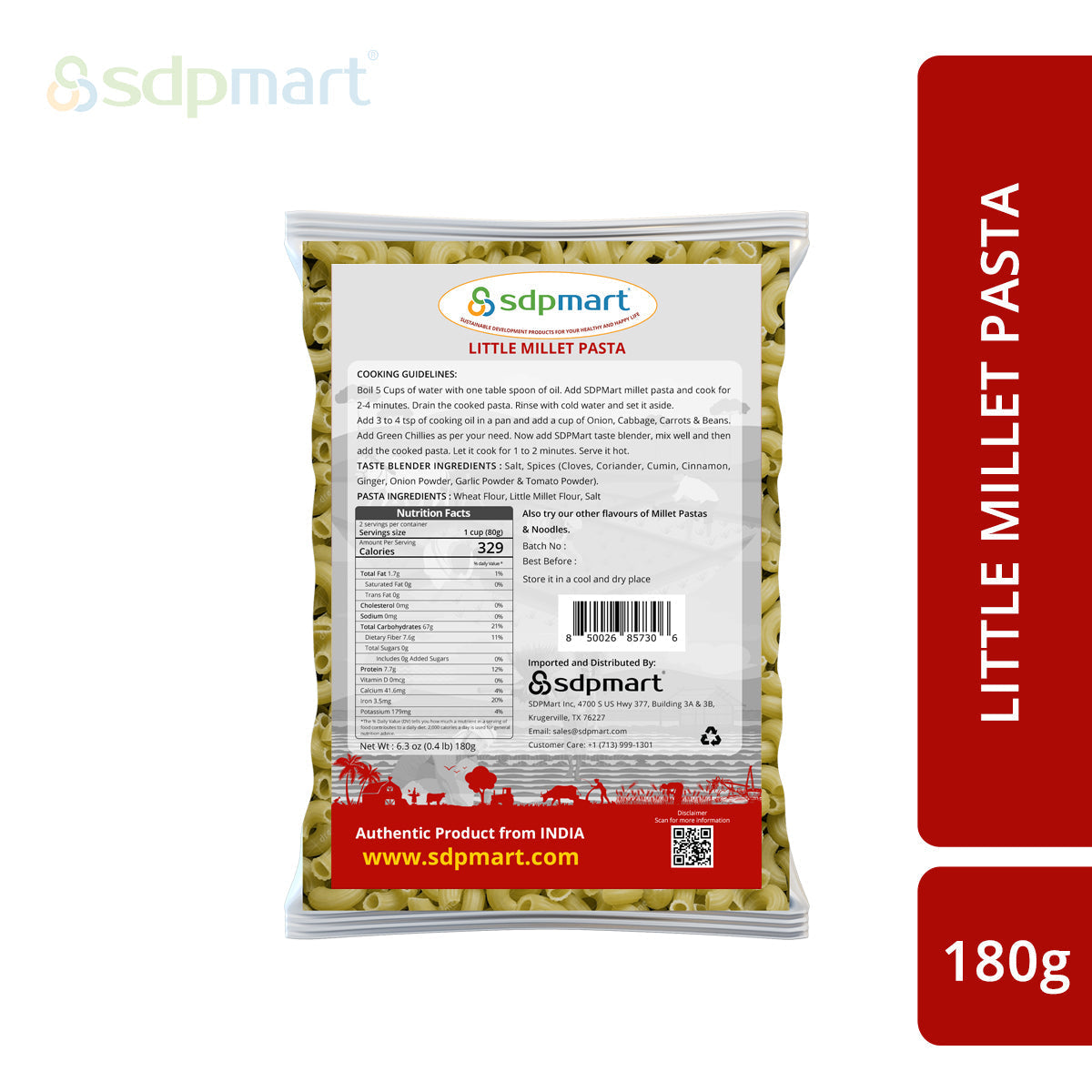 SDPMart Little Millet Pastas 180g - SDPMart