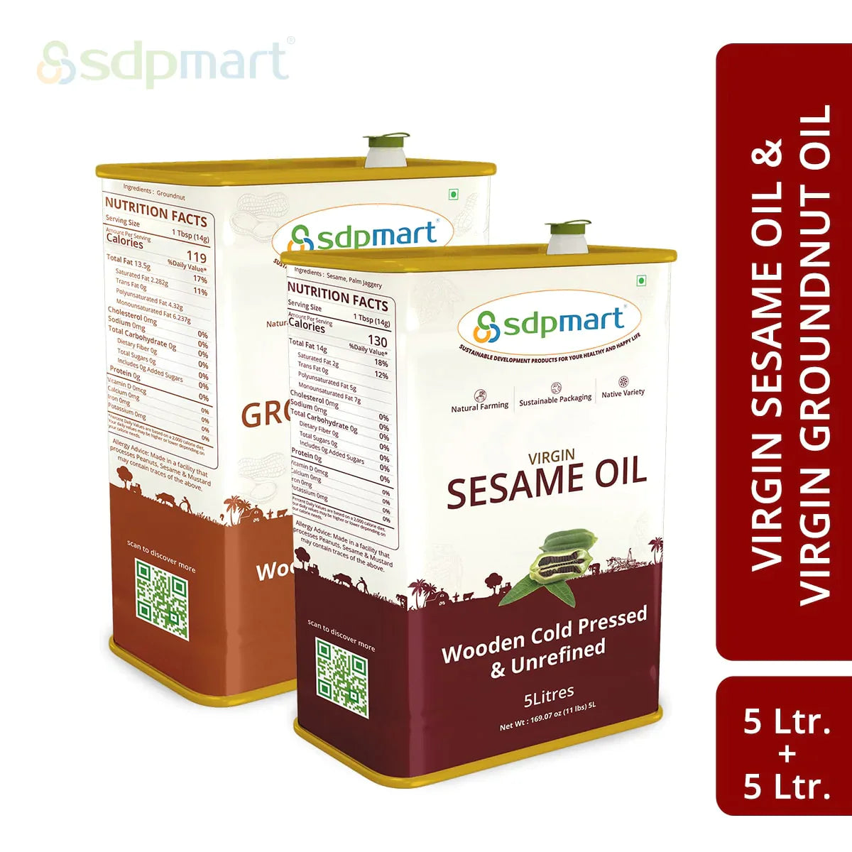 10 Liter Combo Pack 1 | 5 Liter sesame oil & 5 Liter Peanut Oil