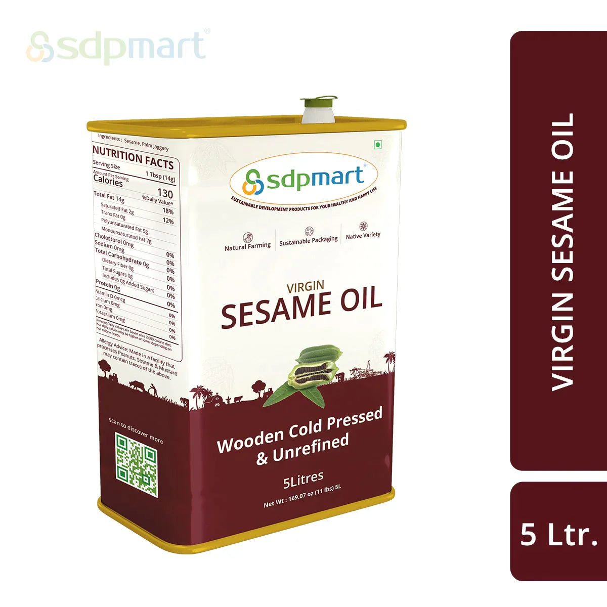 SDPMart Virgin Sesame Oil - 5 Litre